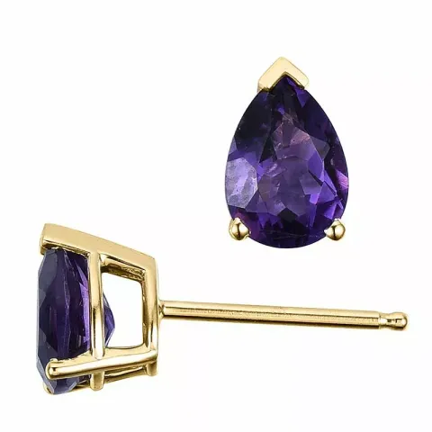 2 x 0,68 ct paarse amethist oorsteker in 14 karaat goud met amethist