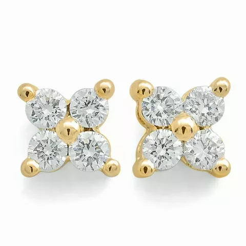 bloem briljant oorbellen in 14 karaat goud met diamant 