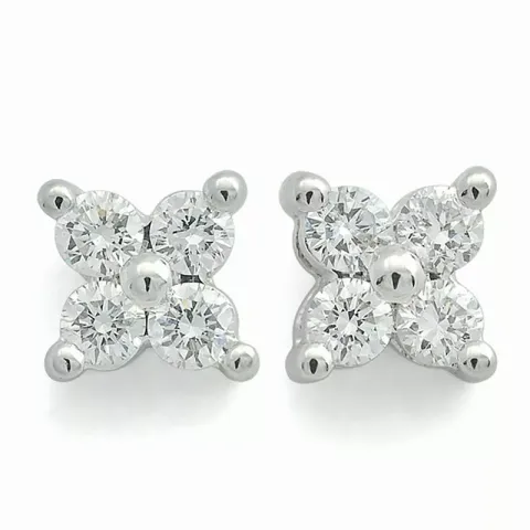 bloem diamant oorbellen in 14 karaat witgoud met diamant
