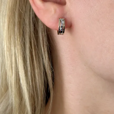13 mm diamant creool in 14 karaat goud en witgoud met diamant