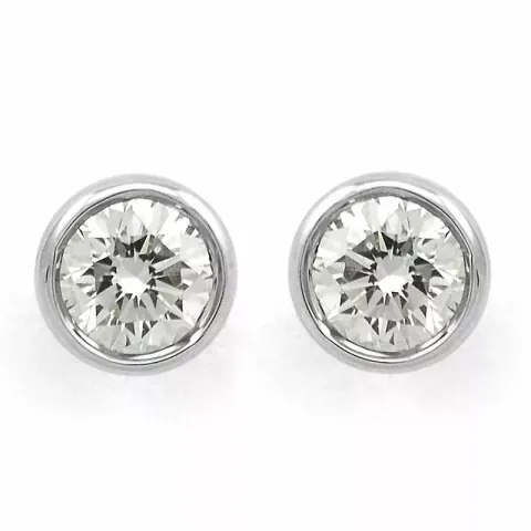 rond diamant solitaire oorbel in 14 karaat witgoud met diamant