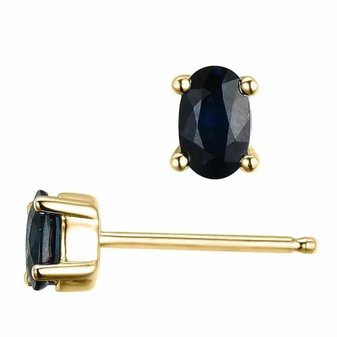 2 x 0,35 ct blauwe saffier oorsteker in 14 karaat goud met saffier