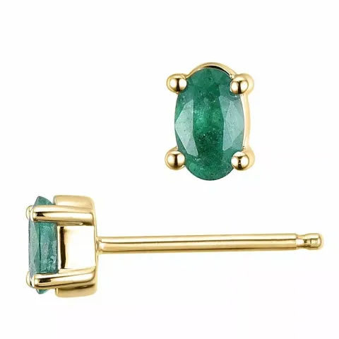 2 x 0,25 ct groene smaragd oorsteker in 14 karaat goud met smaragd