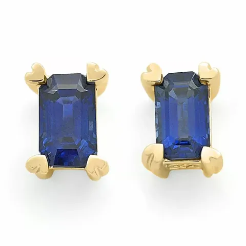 2 x 0,38 ct blauwe saffier oorsteker in 14 karaat goud met saffier