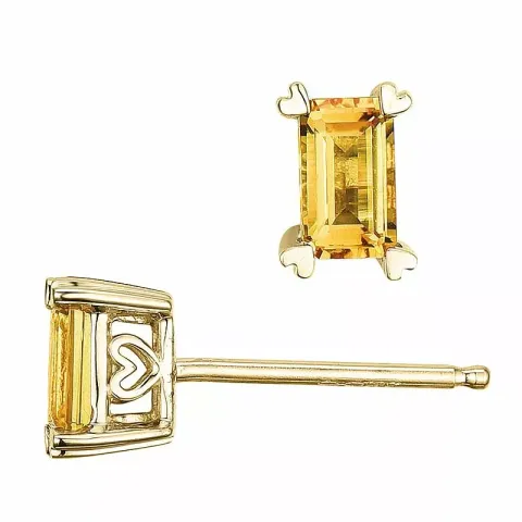 2 x 0,28 ct vierkant geel citrien oorsteker in 14 karaat goud met citrien