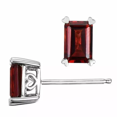 2 x 0,75 ct sieraad granaat oorsteker in 14 karaat witgoud met granaat