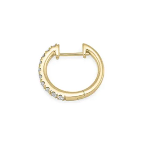 1/2 paar 15 mm diamant creool in 14 karaat goud met diamant 