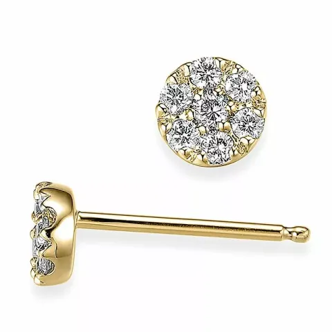 rond briljant oorbellen in 14 karaat goud met diamant