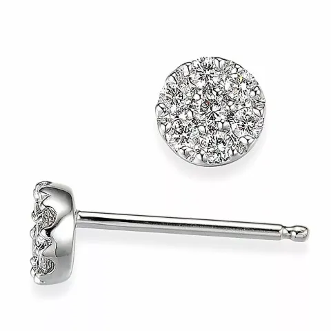 rond diamant oorbellen in 14 karaat witgoud met diamant
