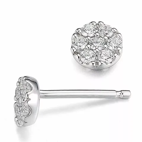 rond diamant oorbellen in 14 karaat witgoud met diamant 