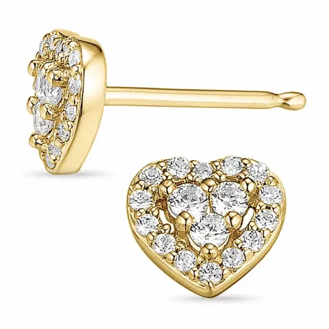 Hart diamant oorbellen in 14 karaat goud met diamanten
