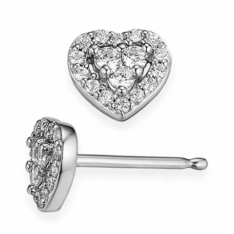 Hart diamant oorbellen in 14 karaat witgoud met diamanten