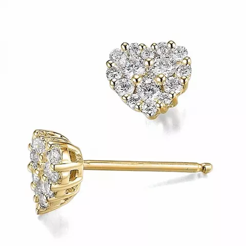 Hart diamant oorbellen in 14 karaat goud met diamanten 