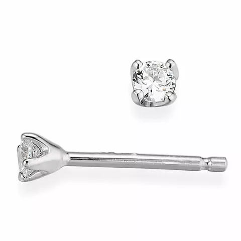 klein diamant solitaire oorbel in 14 karaat witgoud met diamant