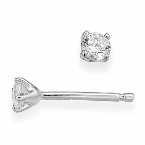 diamant oorsteker in 14 karaat witgoud met diamant