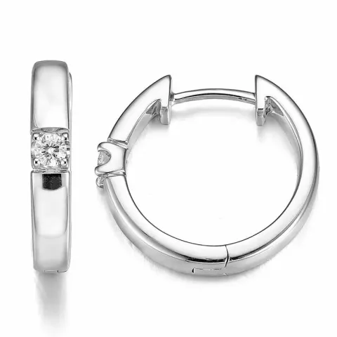 17 mm diamant creool in 14 karaat witgoud met diamant