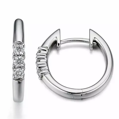 15 mm diamant creool in 14 karaat witgoud met diamant