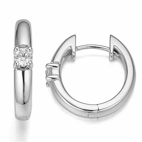 17 mm diamant creool in 14 karaat witgoud met diamant
