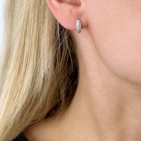 10 mm diamant creool in 14 karaat witgoud met diamant