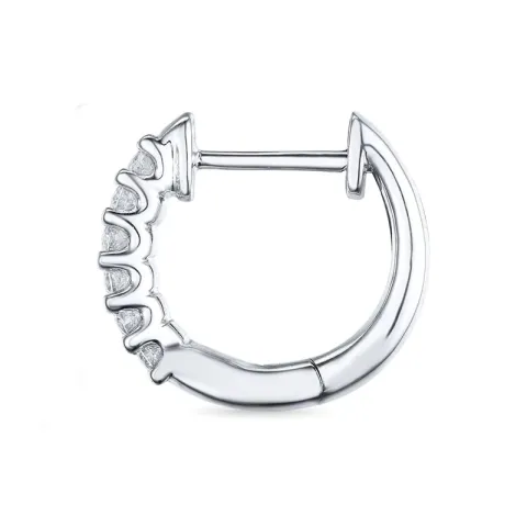 1/2 paar 13 mm diamant creool in 14 karaat witgoud met diamant