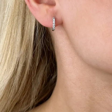 13 mm diamant creool in 14 karaat witgoud met diamant