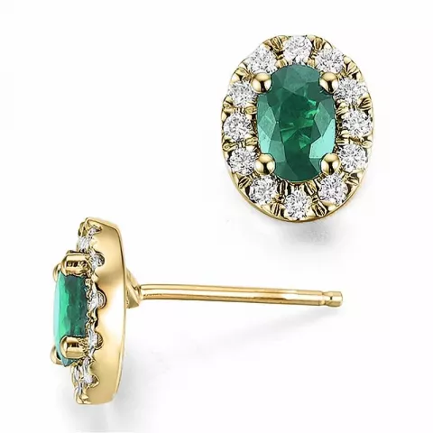 Rozet smaragd diamant oorbellen in 14 karaat goud met smaragden en diamanten 