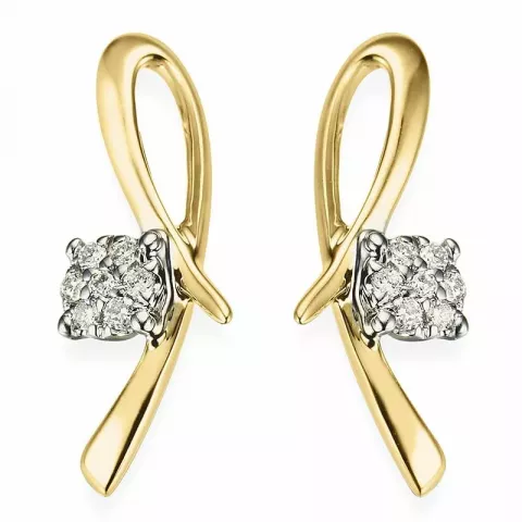 strikje diamant briljant oorbellen in 14 karaat goud en witgoud met diamant 