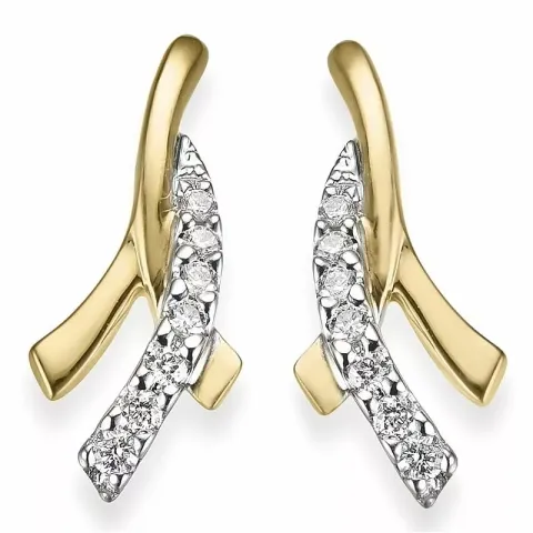 diamant oorbellen in 14 karaat goud en witgoud met diamant