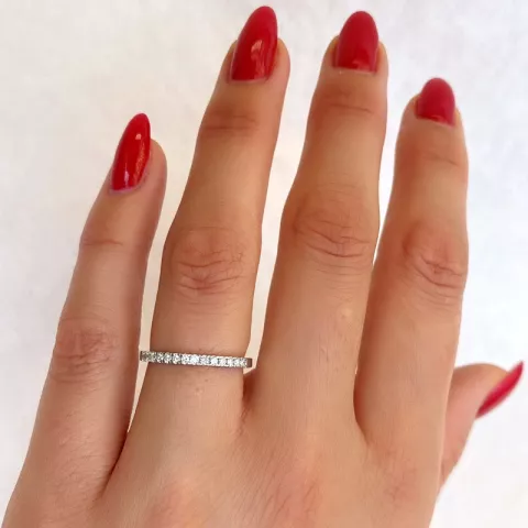 smal diamant witgoud mémoire ring in 14 karaat witgoud 0,154 ct