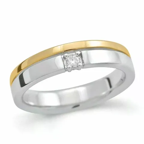 diamant ring in 14 karaat goud-en witgoud 0,05 ct