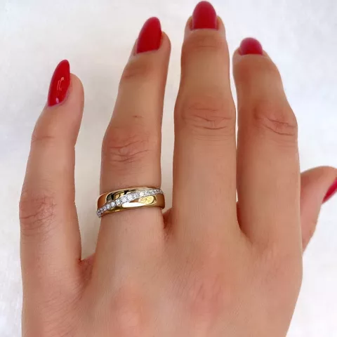 briljant ring in 14 karaat goud-en witgoud 0,15 ct