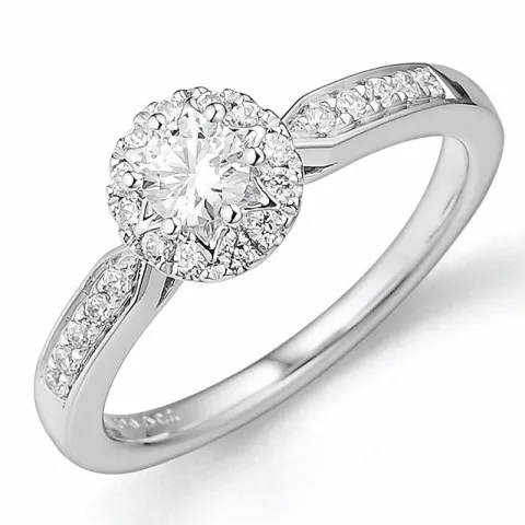 briljant ring in 14 karaat witgoud 0,25 ct 0,20 ct