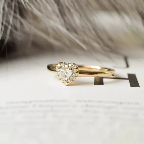 Hart diamant ring in 14 karaat goud 0,24 ct 0,08 ct