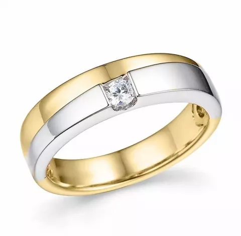 abstract diamant ring in 14 karaat goud-en witgoud 0,1 ct