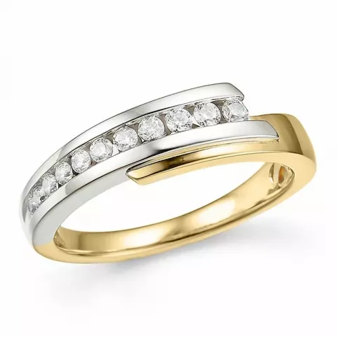 abstract diamant ring in 14 karaat goud-en witgoud 0,25 ct