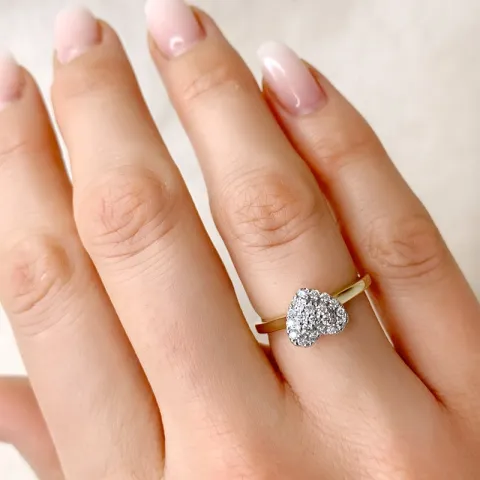 hart diamant ring in 14 karaat goud-en witgoud 0,256 ct
