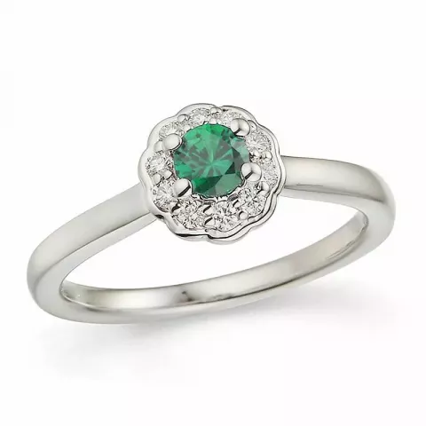 smaragd ring in 14 karaat witgoud 0,14 ct 
