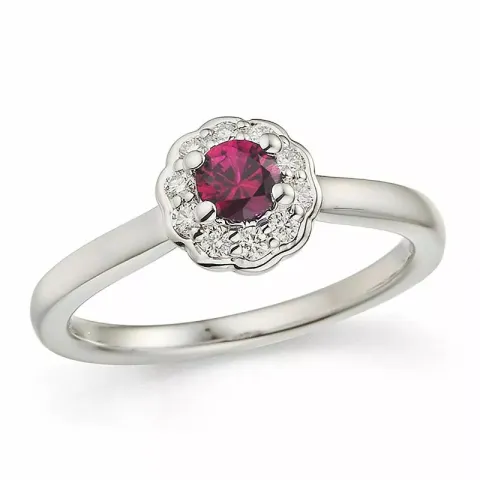 robijn ring in 14 karaat witgoud 0,14 ct