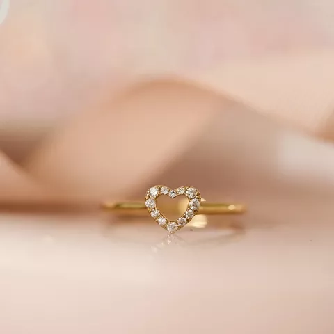 diamant hart ring in 14 karaat goud 0,102 ct