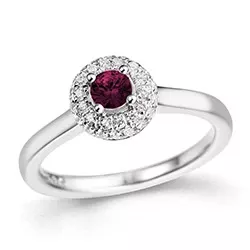 robijn diamant ring in 14 karaat witgoud 0,38 ct 0,24 ct