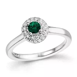 smaragd diamant ring in 14 karaat witgoud 0,27 ct 0,24 ct
