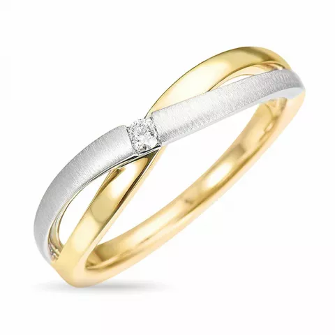 abstract diamant ring in 14 karaat goud-en witgoud 0,04 ct