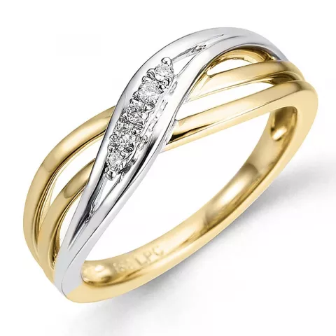 breed diamant ring in 14 karaat goud-en witgoud 0,053 ct