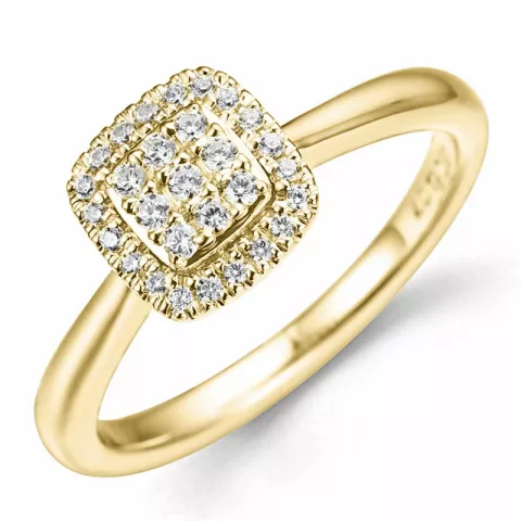 Vierkant diamant ring in 14 karaat goud 0,20 ct