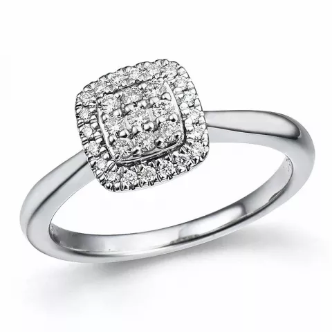 vierkant diamant ring in 14 karaat witgoud 0,20 ct