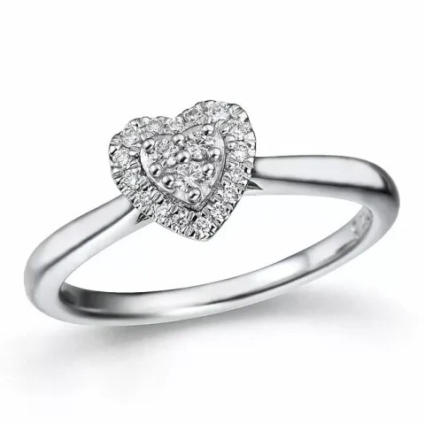 hart diamant ring in 14 karaat witgoud 0,14 ct