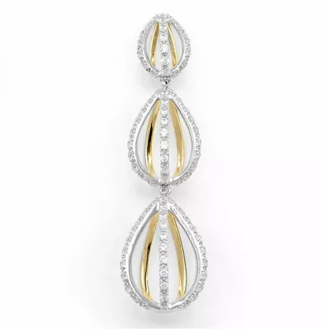 Druppelvormig lang diamanten hanger in 14 caraat goud-en witgoud 0,99 ct
