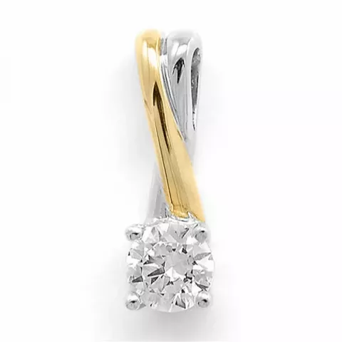 vierkant diamanten hanger in 14 caraat goud-en witgoud 0,26 ct
