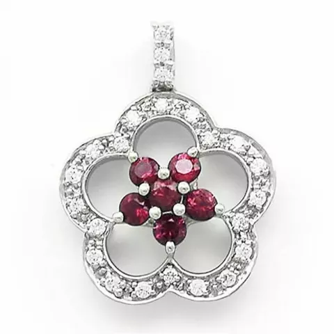 bloem robijn diamanten hanger in 14 caraat witgoud 0,34 ct 0,34 ct