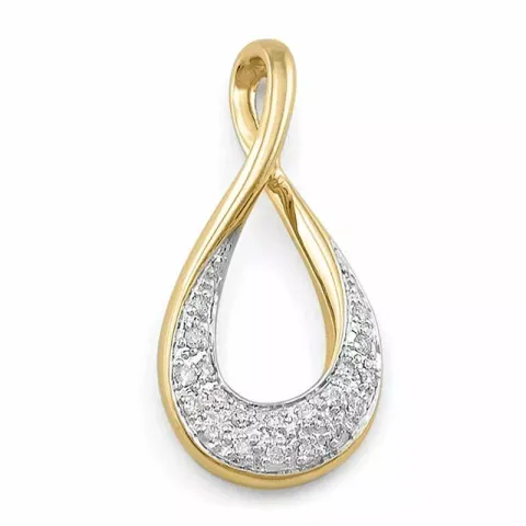 abstract diamanten hanger in 14 caraat goud-en witgoud 0,12 ct